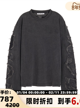 ACNE STUDIOS 秋冬新款男士字母印花长袖圆领T恤银泰百货 301574