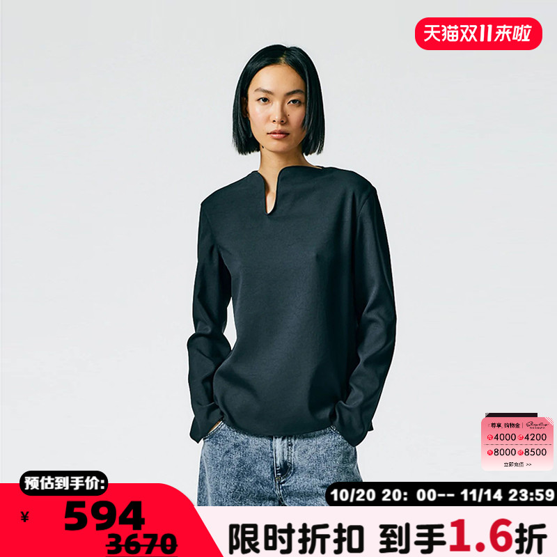 TIBI不规则长袖T恤上衣