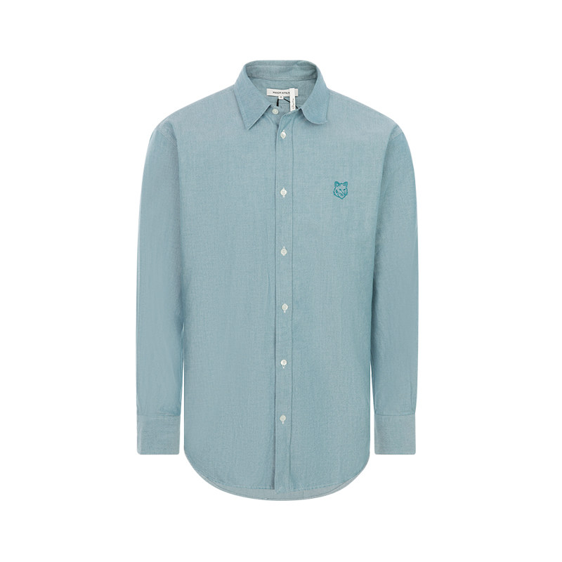 MAISON KITSUNE 魏大勋同款春季狐狸刺绣长袖衬衫银泰百货 - 实物图