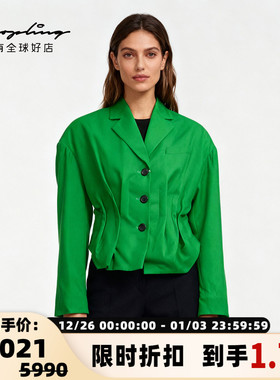 Pushbutton 春夏女士港风复古收腰西装夹克外套银泰百货 301596