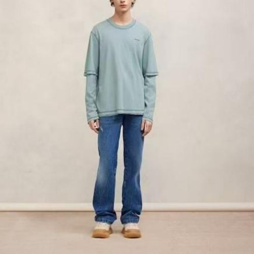 Ami Paris 王昶同款假两件纯色长袖T恤银泰百货精品 301596
