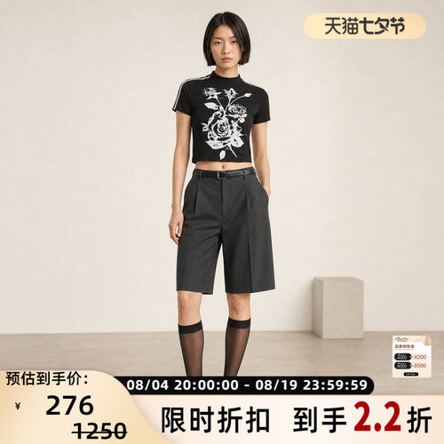 openyy女士小高领修身短袖T恤