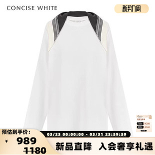 银泰 concise 女士丝巾领廓形T恤衫 简白26春夏新款 301257 white
