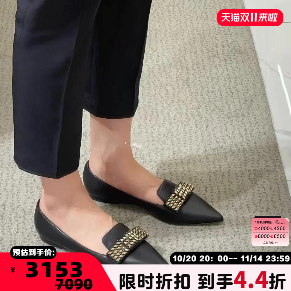 Jimmy Choo 春夏女士GALA铆钉平底鞋银泰百货精品 301596