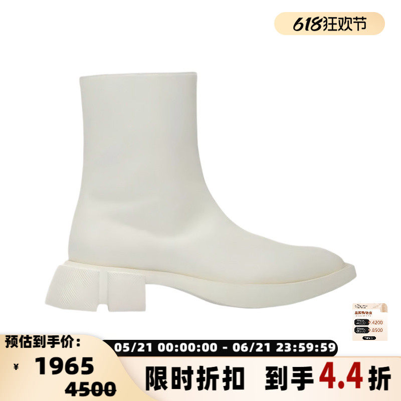 BOTH 女士方头粗跟侧拉链简约英伦风中筒靴踝靴银泰百货 301604