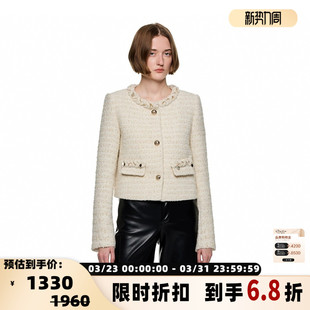 301469 秋冬女士手工编花羊毛粗花呢小香风外套银泰 SHRO ENRO