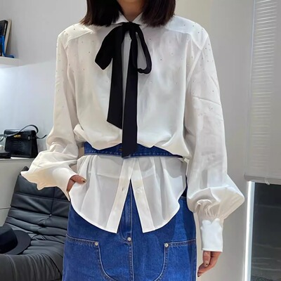 Pushbutton 春夏款女士水钻系带衬衫银泰百货精品 301596