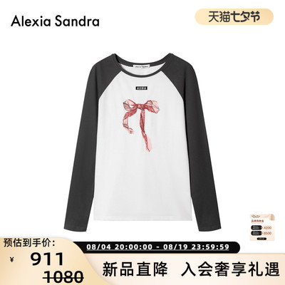 AlexiaSandra女蝴蝶结绣珠T恤