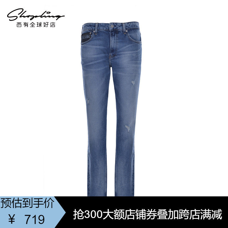 CALVIN KLEIN JEANS 男士简约休闲浅蓝色中腰牛仔裤189303