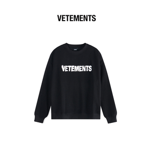 VETEMENTS男女同款宽松卫衣 溶解字体数码直喷logo套头 301446