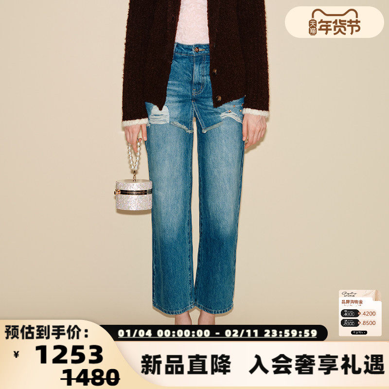 EIMISMOSOL 春季新款女士复古休闲星星铆钉假两件裙裤银泰301489,女装/女士精品,牛仔裤,淘宝优惠券,粉丝福利购,淘宝优惠卷