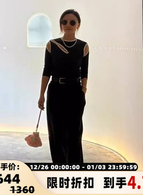 Pushbutton 春夏款女士黑色解构修身上衣T恤银泰百货精品 301596