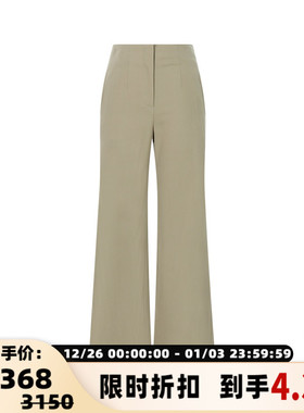 RECTO春季女士芥末绿色百搭日常休闲时髦微喇裤长裤