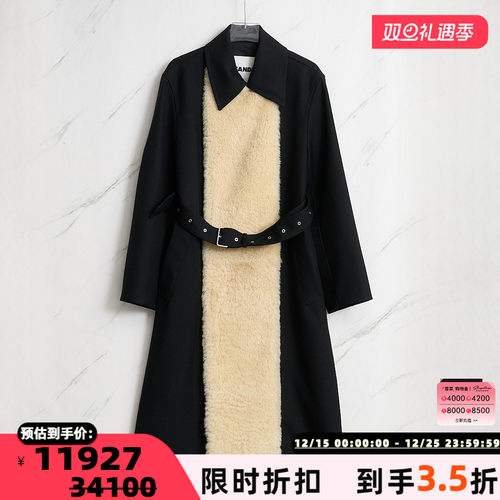 JIL SANDER 男女同款中性秀款拼接腰带大衣银泰百货精品 301596