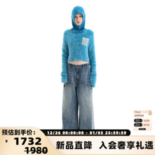 ANN 301286 ANDELMAN女士蓝色超阔腿设计感牛仔裤