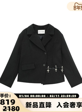 BANSLANDER秋冬新款女士黑色金属搭扣西装银泰百货精品 301601