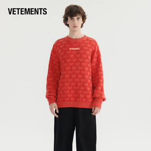 301446 银泰百货 VETEMENTS新款 潮流男女圆领套头立体提花针织衫