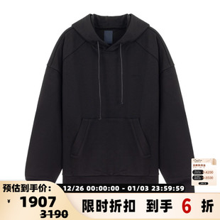 301574 简约日常插兜黑色连帽卫衣银泰百货精品 JUUN.J 男士