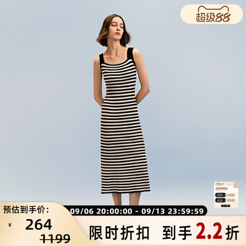 INSPIRE肌理宽肩带针织连衣裙