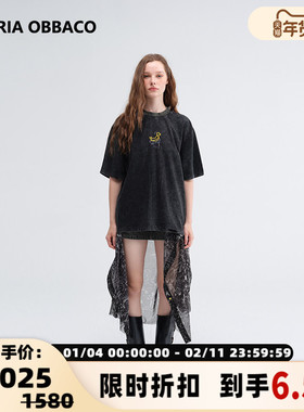 Valeria Obbaco25春夏女士灰色涂鸦拼接短裙银泰300210