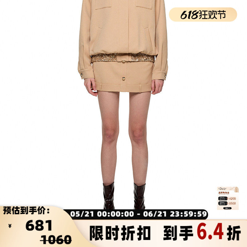 SHRO ENRO Perfect distance 女士金色亮片拼接风衣式短裙 301469