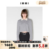 IMMI女士羊绒LOGO提花双层领毛衣 300124