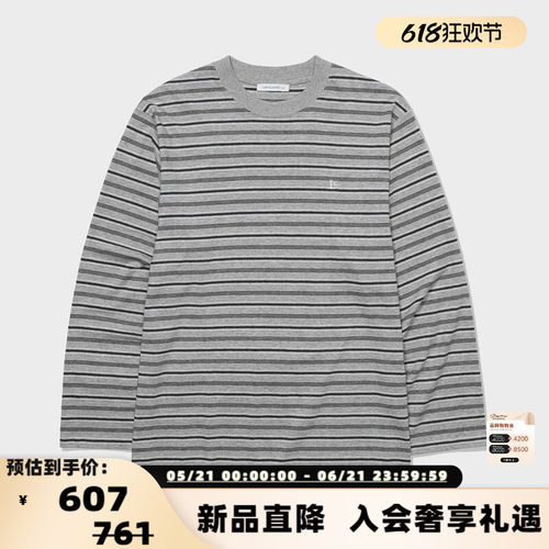 LOW CLASSIC 26春夏新款女士简约百搭条纹纯棉长袖T恤衫银泰百货
