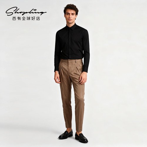 BC/Brunello Cucinelli 秋冬男士时尚舒适锥形条纹休闲裤银泰