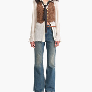 white 设计师品牌 简白 喇叭裤 301257 女士水洗牛仔裤 concise