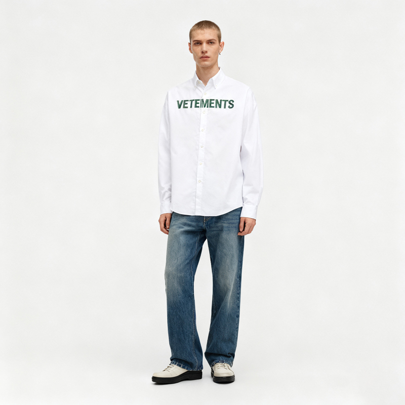 VETEMENTS25秋冬款男女款印花LOGO休闲长袖衬衫银泰百货 301446
