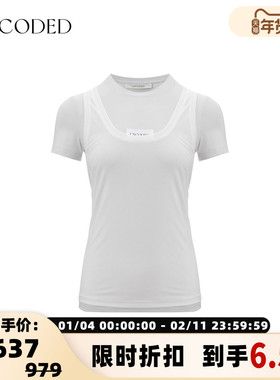 UNCODED 2025秋冬新款女士短袖T恤背心两件套银泰百货 301590