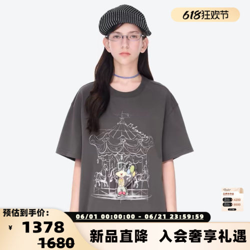 13 DE MARZO26春夏新款女士油彩小丑印象短袖T恤银泰 300178