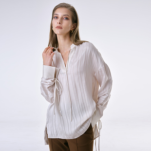 STORIES 折扣 INSPIRE 衬衫 春秋三醋酸女士休闲垂坠感系带长袖