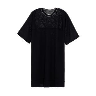 MM6 301574 24秋冬女士黑色羊毛短袖 针织连衣裙银泰百货精品