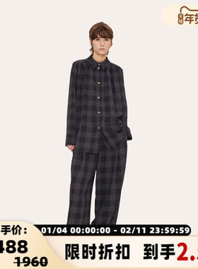 STINE GOYA 女士翻领长袖格子衬衫