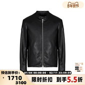 Armani阿玛尼AX 300095 仿皮机车夹克外套银泰百货 男士 修身