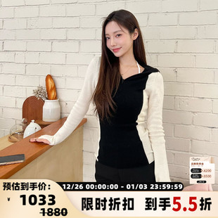 针织衫 concise 长袖 简白女士拼色连帽修身 设计师品牌301257 white