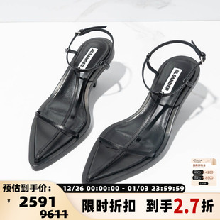 Sander女士一字带尖头小猫跟凉鞋 Jil 301596 断码