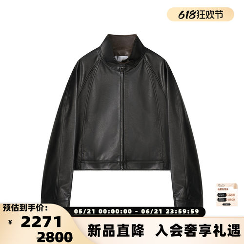 LOW CLASSIC 26春夏新款女士立领短款仿皮夹克外套 银泰百货