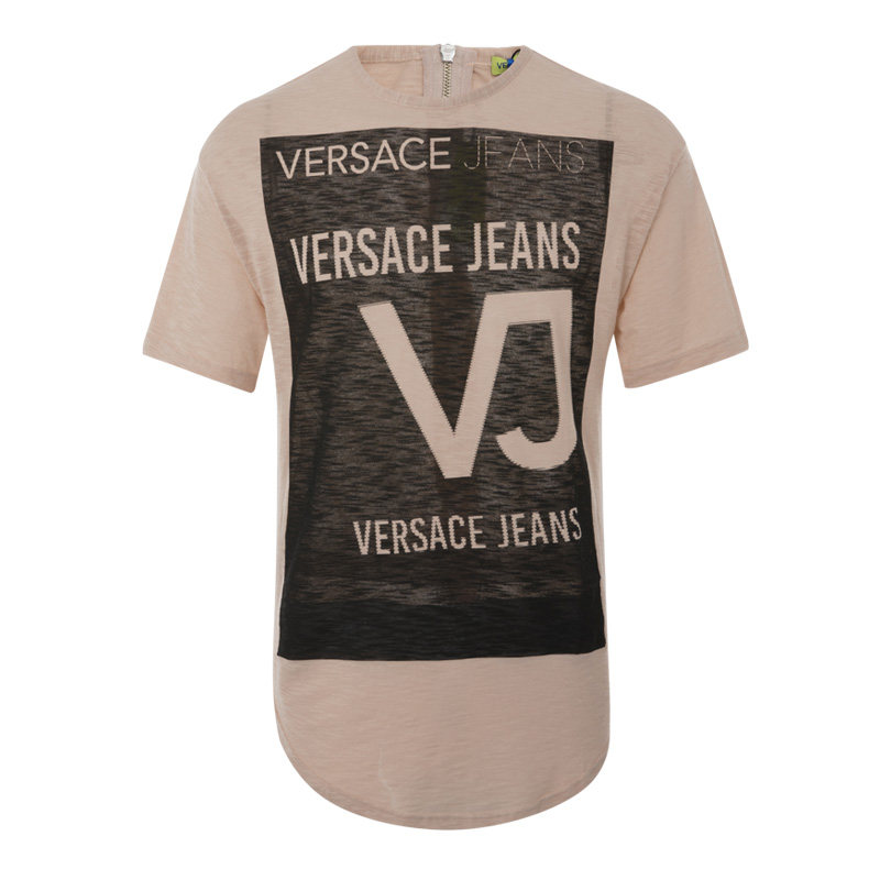 VERSACE JEANS 棉涤材质LOGO字母图案装饰纯棉材质男士短袖T恤