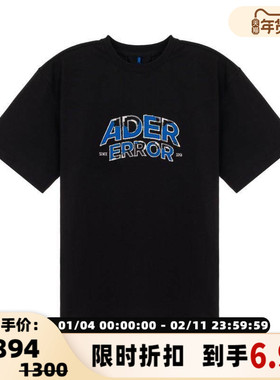 ADER ERROR 春季新款男士黑色印花短袖圆领T恤银泰百货精品301574
