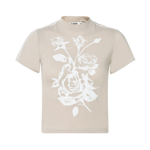 openyy半高领短袖T恤女士