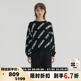 VETEMENTS秋冬女士字母印花圆领长袖 301446 上衣银泰百货