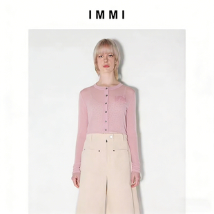 300124 女士水溶羊毛LOGO提花开衫 设计师品牌 IMMI