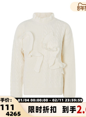 MSGM 新款秋冬白色女士立领长袖针织衫毛衣