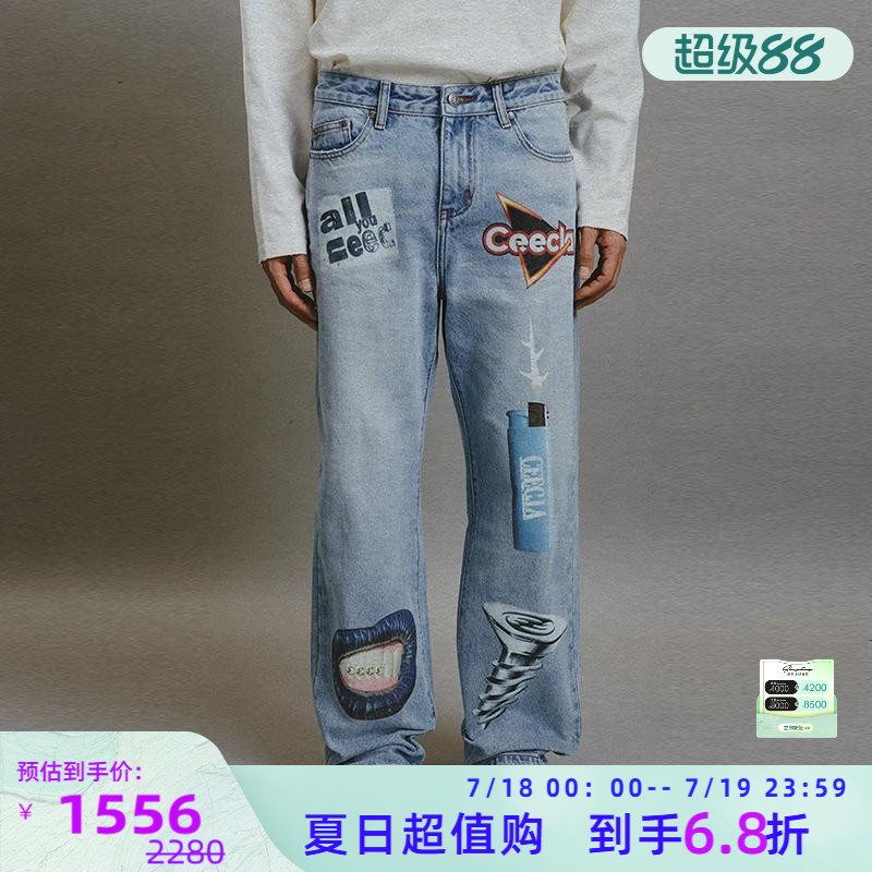 CEECLA做旧潮牌牛仔长裤