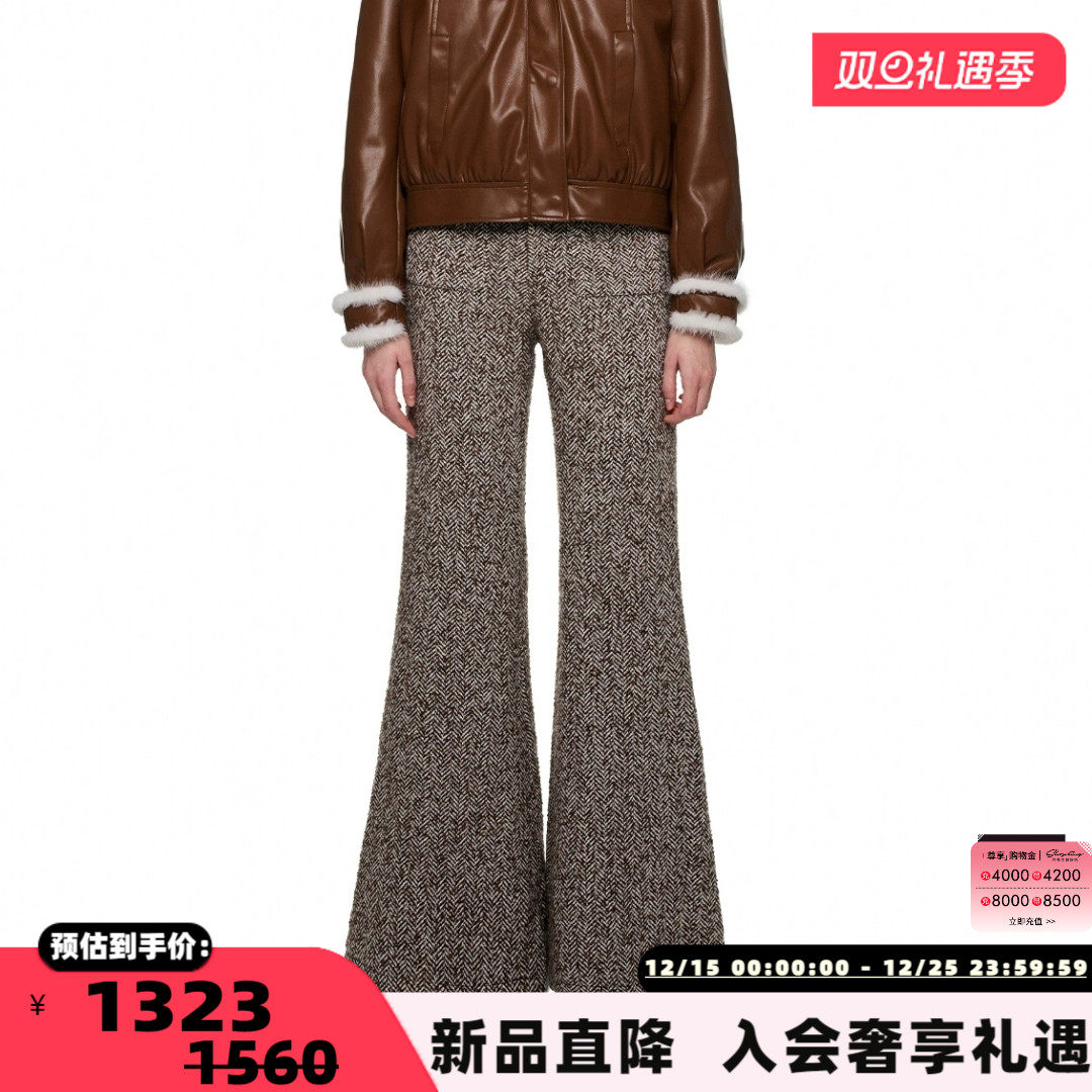 SHRO ENRO 秋冬女士时尚修身羊毛混纺喇叭裤银泰百货 301469