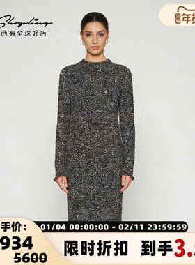 Acne Studios秋冬女士中长款长袖针织直筒裙连衣裙银泰 301604