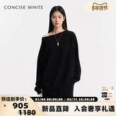 concise white 简白25SS系列女士一字领卫衣银泰百货精品301257
