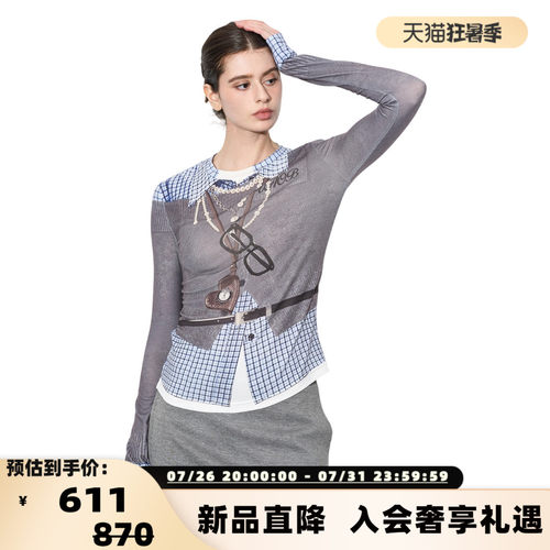 Valeria Obbaco26春夏新款女士学院风假两件长袖T恤银泰 301582